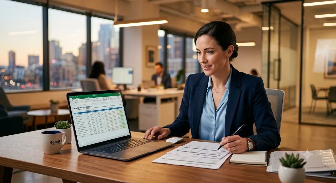 Procurement specialist reviewing a quote request