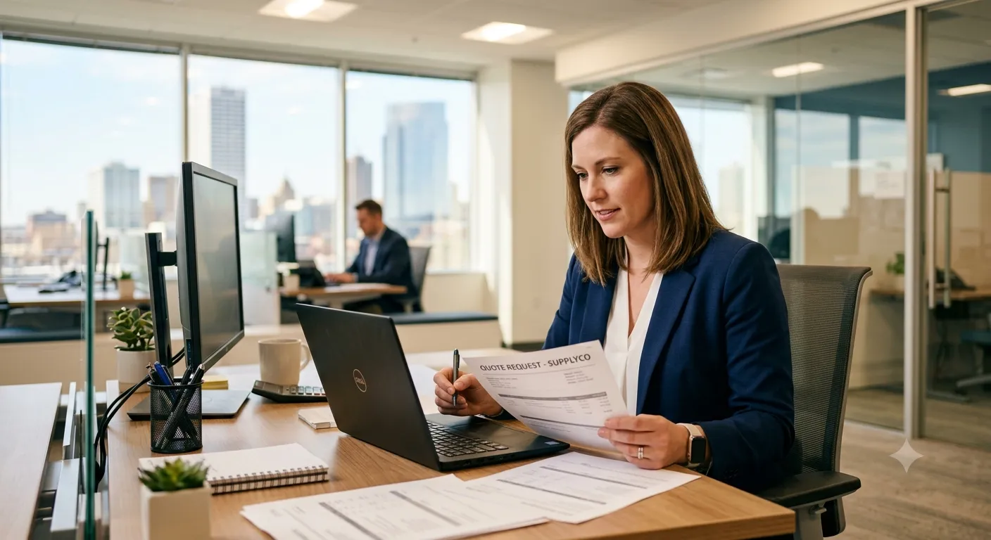Sourcing specialist reviewing a customer quote request
